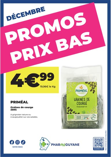 PRIMÉAL Graines de courge 250G