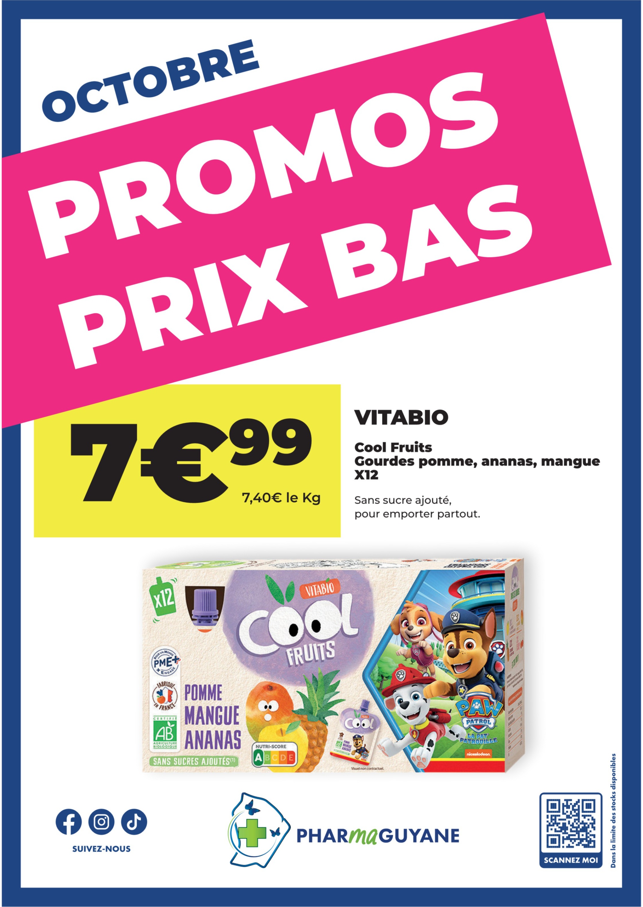 VIATBIO Cool Fruits Gourdes pomme, ananas, mangue X12