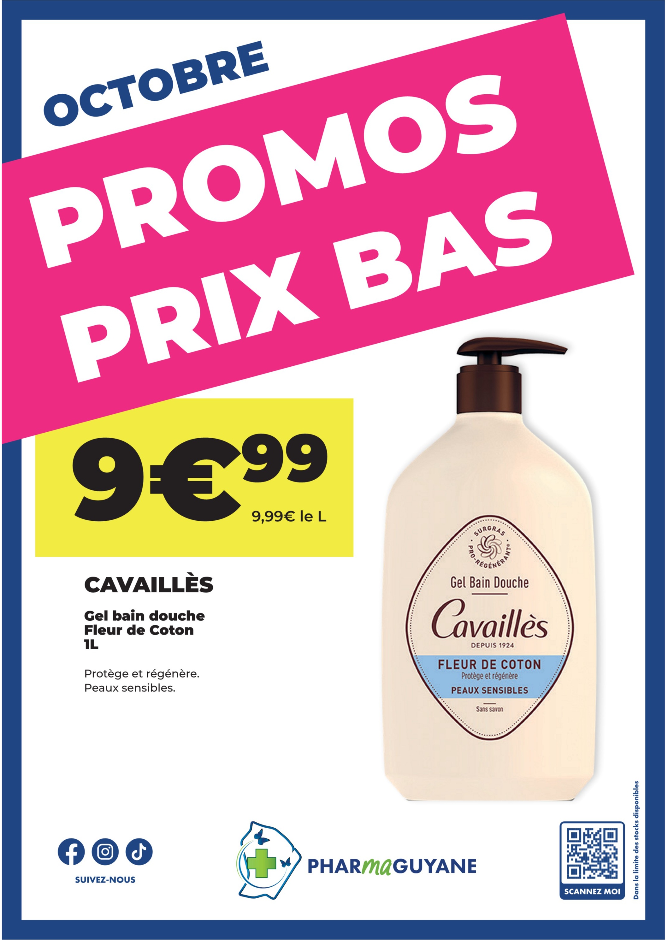 CAVAILLÈS Gel bain douche Fleur de Coton 1L